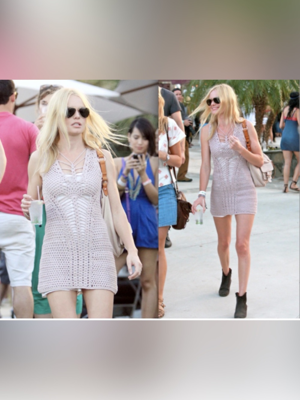 Crochet Knit Mini Dress Boho Cottagecore Sleeveless Small - Picture 2 of 7